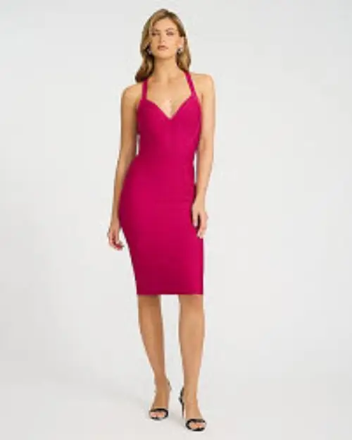 Bandage Double-V Midi Dress